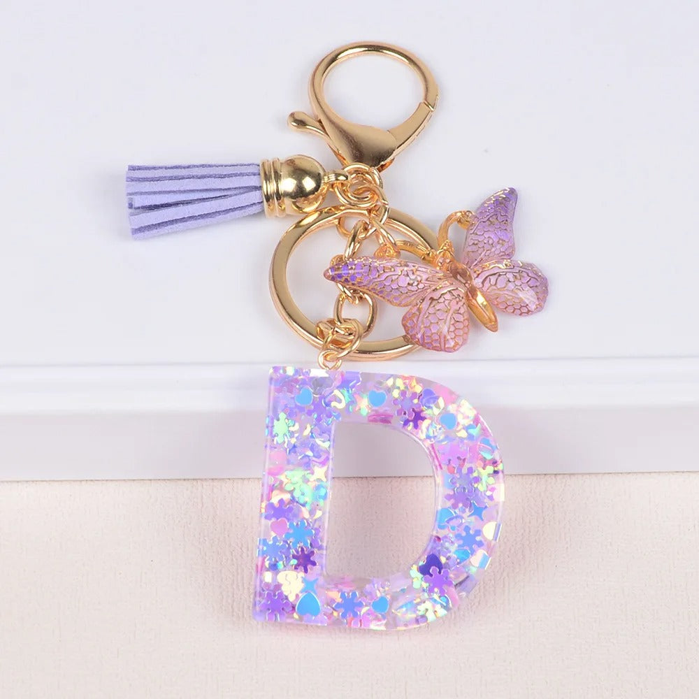 🔥Butterfly Letter Keychain Tassel Design Vibrant Durable Lightweight Gift